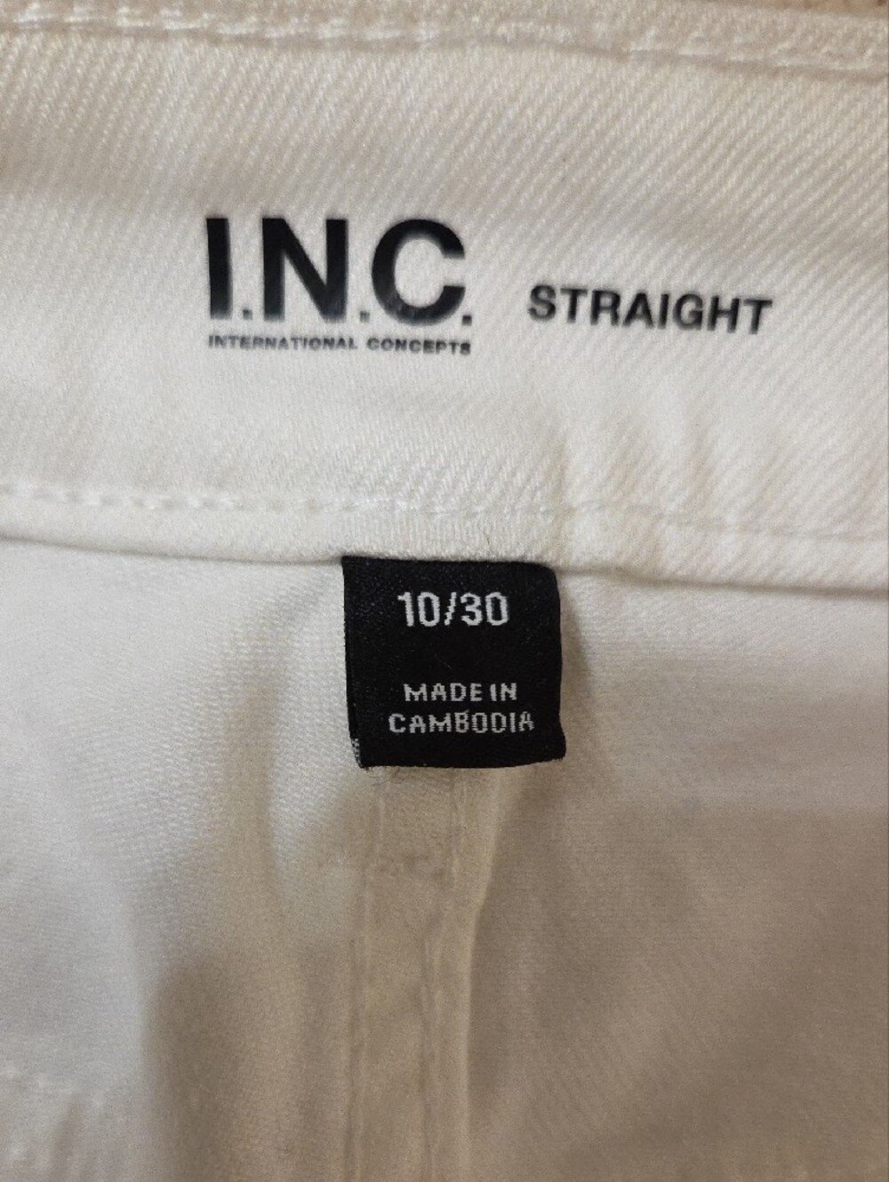 INC International Concepts Straight Leg High-Rise Jeans in White - Picture 5 of 6